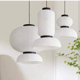 Japanese Wabi-Sabi Rice Paper LED Pendant Light - Organic White Paper Lantern Chandelier Fixture for Living Room Ceiling Decor