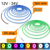 12V/24V Waterproof Flexible LED Neon Strip Light (6x12mm Silicone Rope) - DIY Neon Sign Light with DC Plug / 2-Pin Wire Option