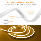 Solar Powered DC 24V Neon Strip Light (IP67 Waterproof, Warm/Cold White) - Flexible Outdoor Garden Decor LED Rope Ribbon Lamp