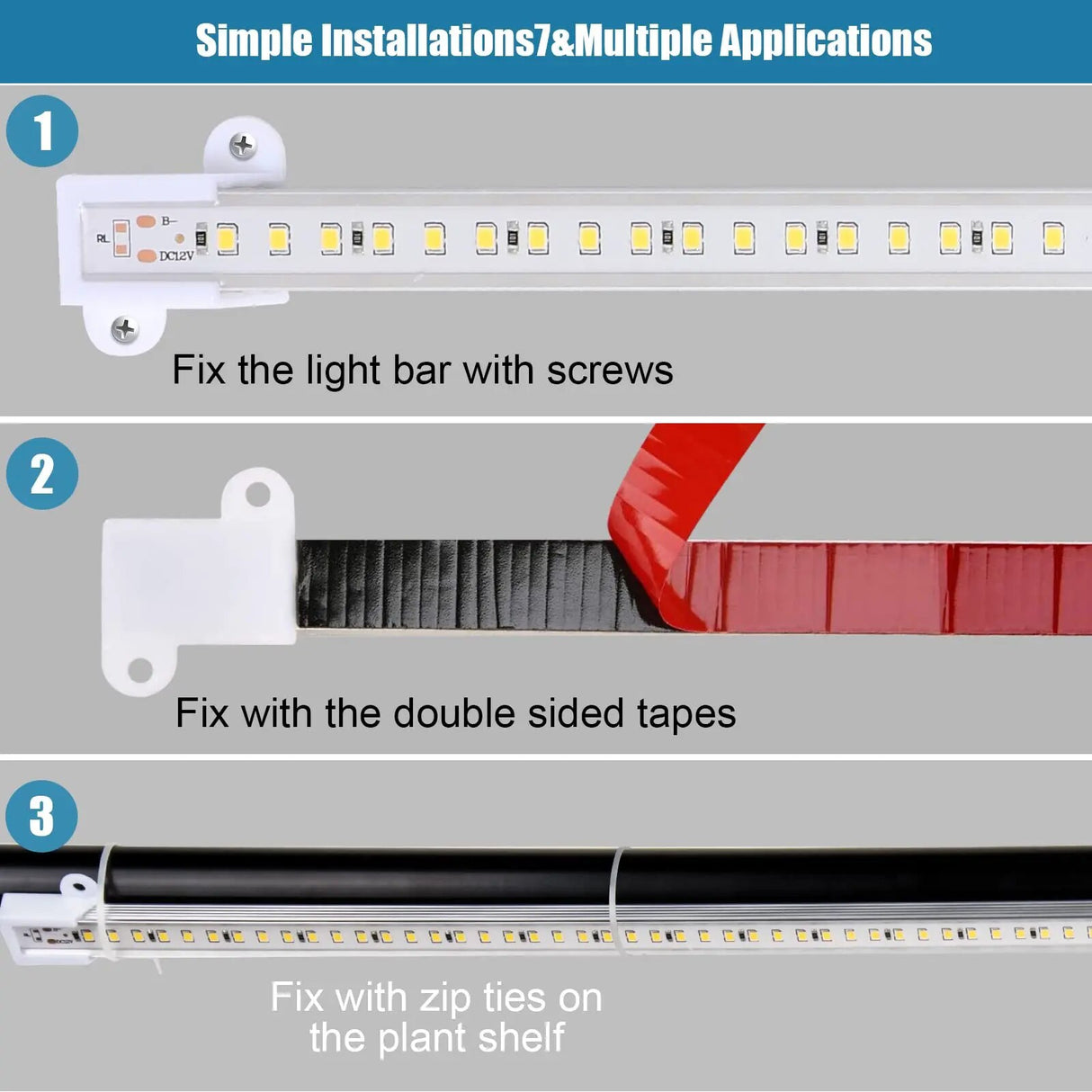Indoor Grow Light Strip with Timer - Dimmable Phytolamps Full Spectrum for Flower Seedling Greenhouse
