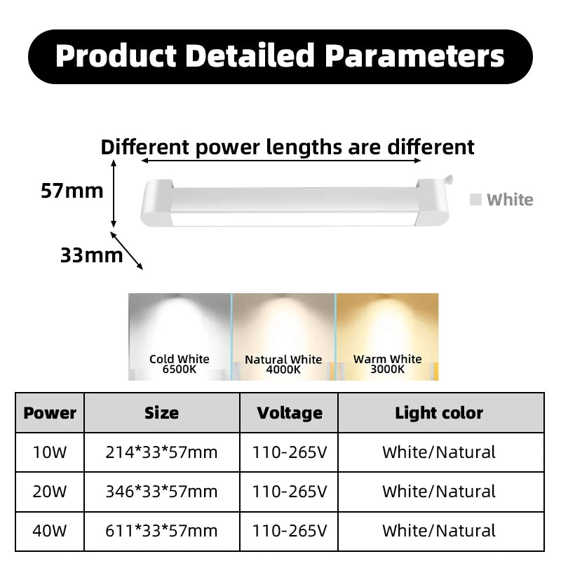 LED Track Light (10W/20W/30W/40W) - 110V/220V Ceiling Rail Spotlight Fixture for Indoor Home & Retail Decor