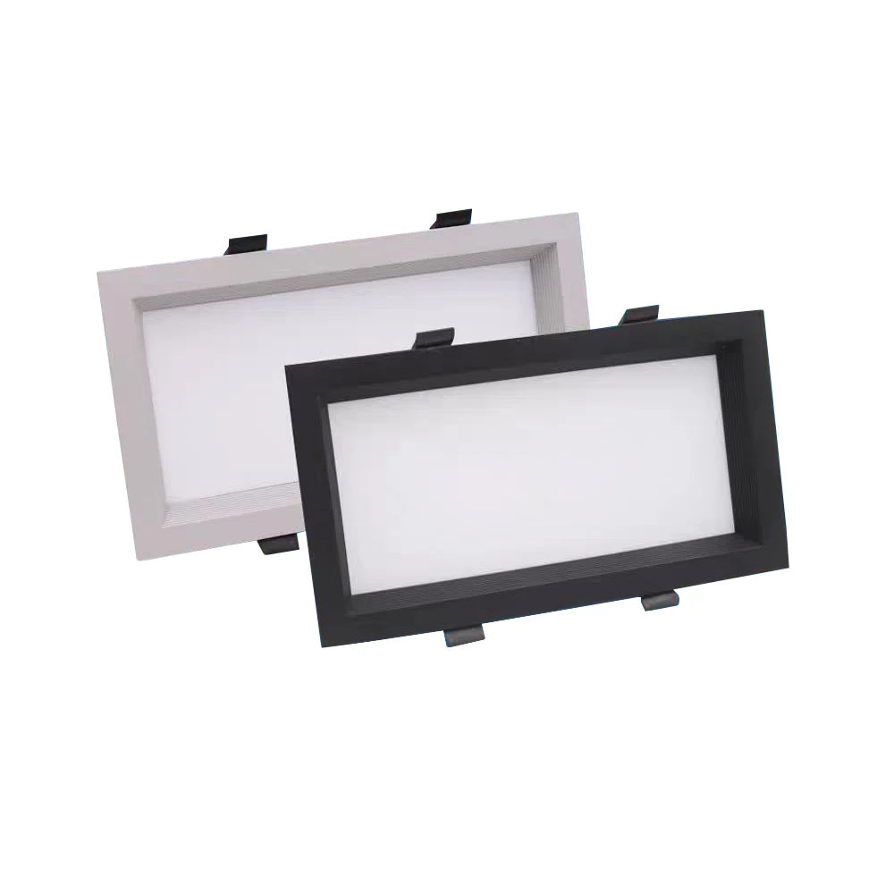 12W LED Indoor Panel Light Hotel Aisle Aluminum Recessed Lighting Grille Ceiling Lamp Fixture Living Room Black/White Finish