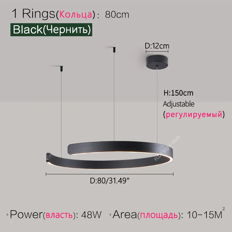 Nordic modern chandelier simple ring light led pendants round lamps