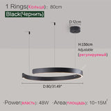 Nordic modern chandelier simple ring light led pendants round lamps