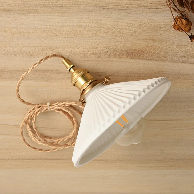 Japanese Ceramic Pendant Light - Nordic Retro Bronze Chandelier for Hotel & Bar