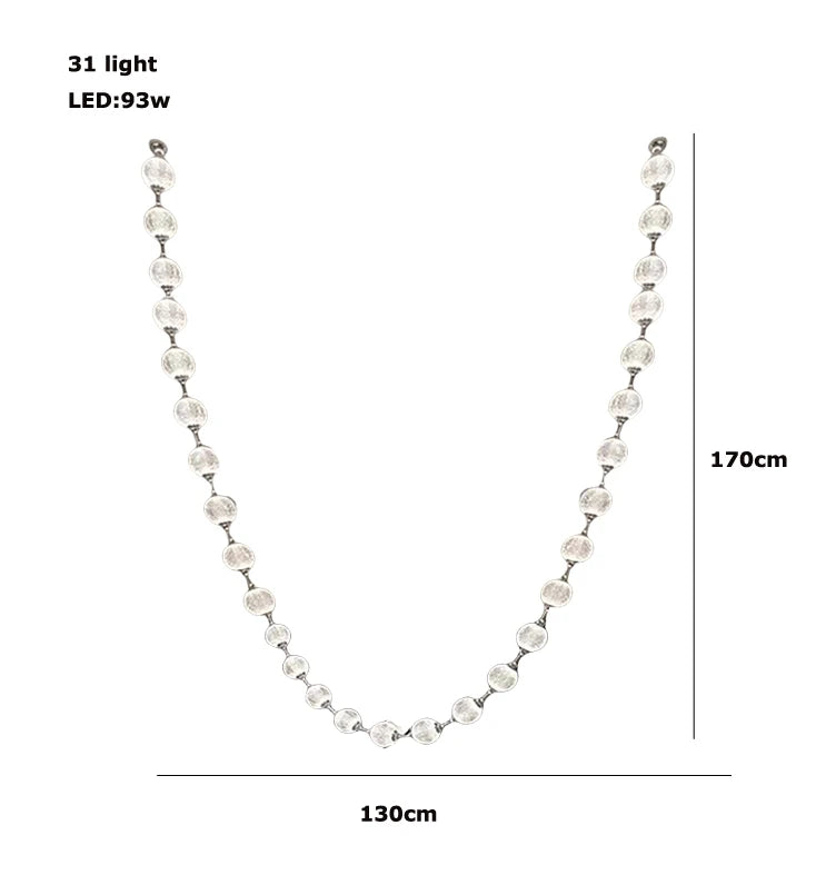 2026 Trendy Pearl Necklace Design LED Dimmable Chandelier Balls Staircase 6 m Long Suspension Luminaire Lampen For Living Room