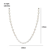 2026 Trendy Pearl Necklace Design LED Dimmable Chandelier Balls Staircase 6 m Long Suspension Luminaire Lampen For Living Room