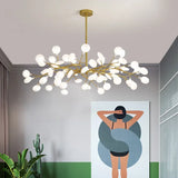 Modern Firefly LED Chandelier Black Gold for Living Room Bedroom Hall Home Decor Indoor Lighting Minimalist Ceiling Pendant Lamp