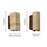 Wabi-Sabi Yellow Travertine Marble LED Wall Sconce - Japanese Natural Stone Minimalist Wall Lamp for Bedroom Bedside, Living Room & Corridor
