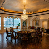 Modern Gold Crystal Chandelier, Empire Style Dimmable K9 Crystal Pendant Light Adjustable Chain Hanging Lamp for High Ceiling Living Room Bedroom Dining Room Kitchen Island Hallway Staircase