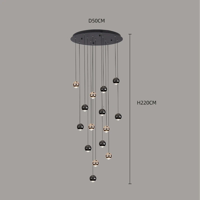 Modern Home Decor LED Lights Pendant Light Lamps for Staircase Chandeliers for Living Room Hanging Light Indoor Lighting