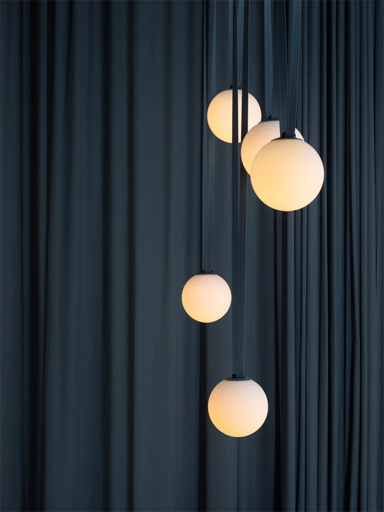 2026 Art Deco Dimmalbe Led Chandelier Lighting Orange Black Textile Glass Bubble Suspension Luminaire Lampen For Living Room