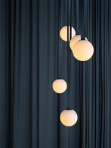 2026 Art Deco Dimmalbe Led Chandelier Lighting Orange Black Textile Glass Bubble Suspension Luminaire Lampen For Living Room