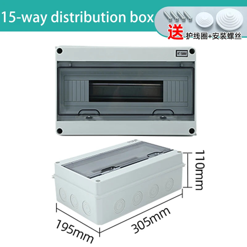 HT Series IP65 Waterproof Electrical Distribution Box (2/3/5/8/12/15/18/24 Way) - PC Plastic Outdoor Junction & Circuit Breaker Switch Box