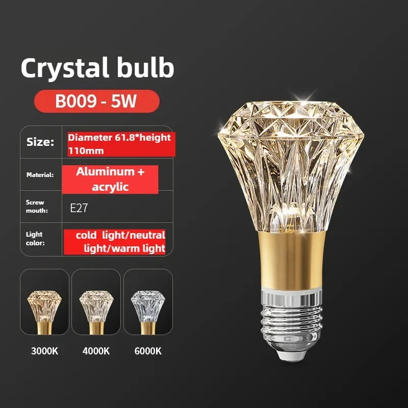 Super Bright LED Crystal Bulb  E27/E14 European Home Light  Dining Room Chandelier warm white cold white 110v 220v 230v 240v