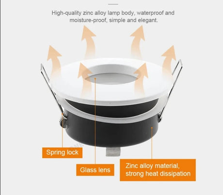 New Design IP65 Waterproof Recessed GU10/MR16 Led Spot Light Fixtures Downlight Frame Round Square GU10 Spotlight Bulb Housing