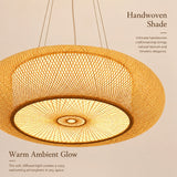 Handwoven Rattan Pendant Light, Sculptural Bamboo Hanging Lamp for Dining Room, Tea Room, Bedroom and Living Area