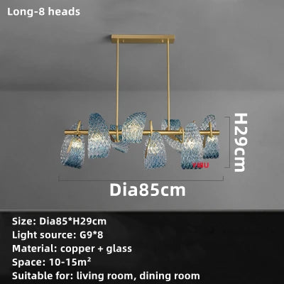Postmodern Blue Glass LED Pendant Light Chandelier Hallway Bar Bedroom Living Room Restaurant Luxury Home Decor Lighting Fixture