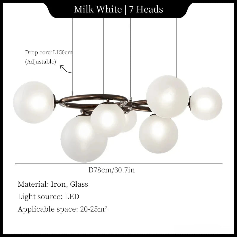 Postmodern Nordic Designer Creative Pendant Lights Art Living Room Bedroom Restaurant Magic Beans Multi-color Glass Chandelier
