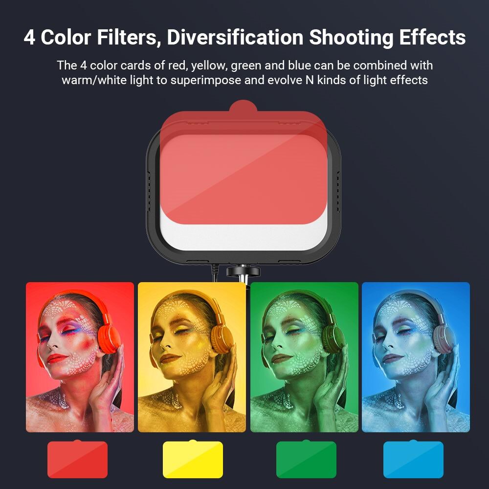 2Pack LED Fill Lamp Video Light Panel 3300K-5600K Photography Lighting Live Stream Photo Studio Light w Tripod Stand RGB Filters