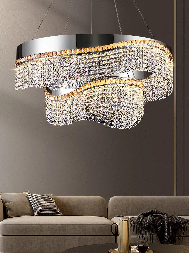 Nordic Crystal Pendent lamp Living room Chandelier New Dining room Bedroom Luxury LED Pendant High-end Interior Lighting Luster