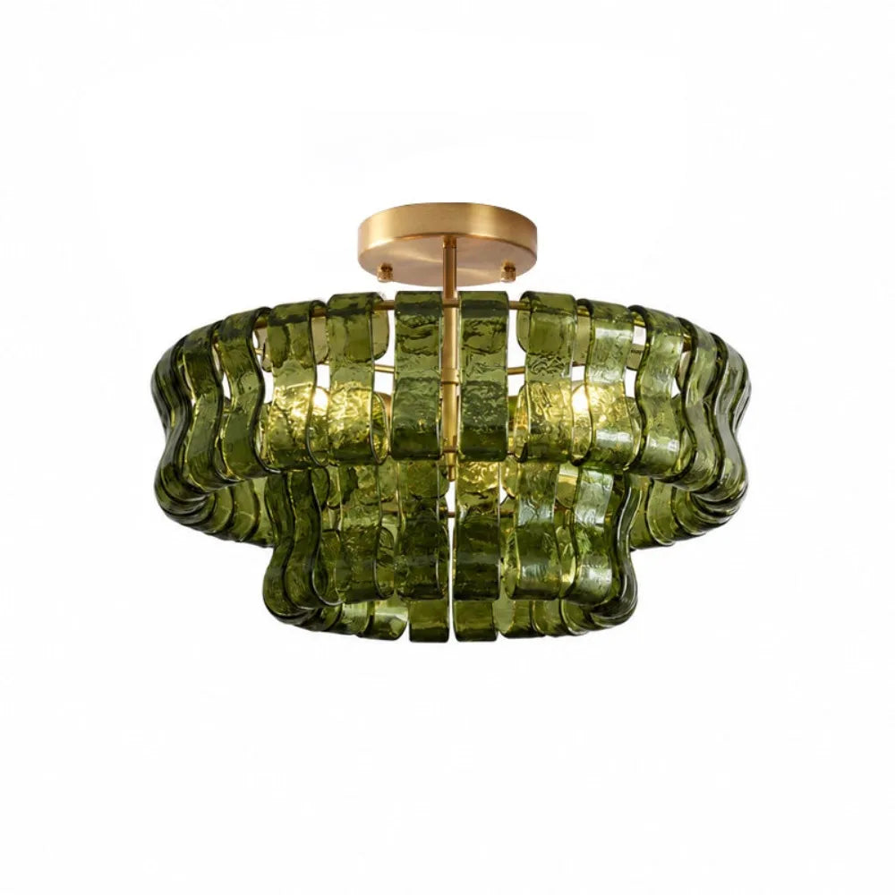 Italian Murano Glass Ceiling Chandelier Light - Handcrafted Luxury Flush Mount Pendant Fixture for Living Room, Bedroom & Restaurant Decor
