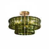 Italian Murano Glass Ceiling Chandelier Light - Handcrafted Luxury Flush Mount Pendant Fixture for Living Room, Bedroom & Restaurant Decor