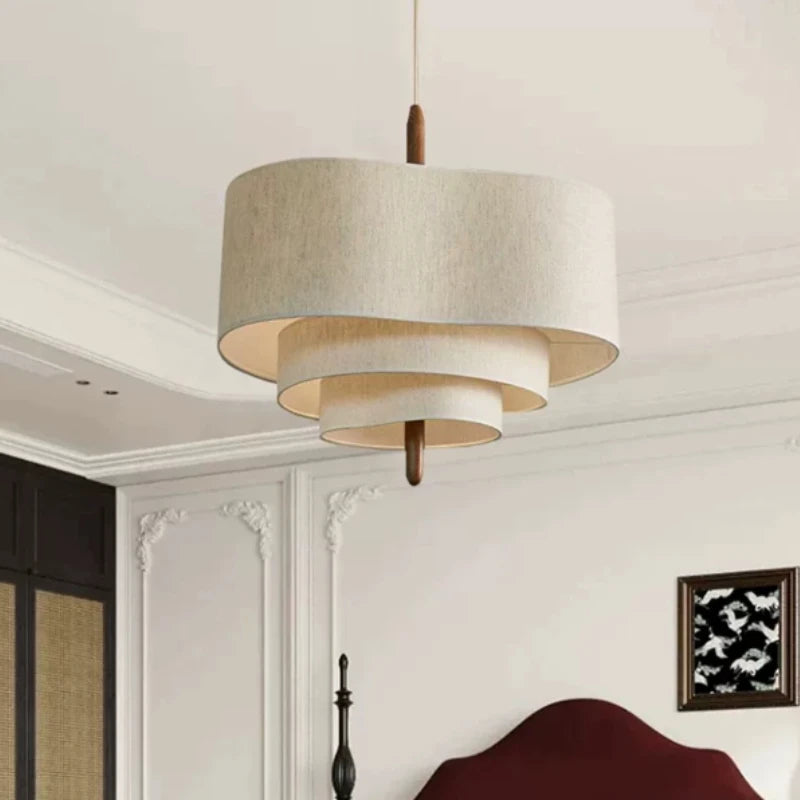 Japanese Wabi-Sabi Cloth LED Ceiling Chandelier - Minimalist Fabric Pendant Light Fixture for Living Room, Kitchen Island & Home Decor