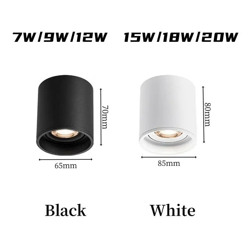 Surface Mounted LED Circular Downlight 7W/9W/12W/15W/18W/20W   Dimmable COB Spot Lights  AC85- 265V Ceiling Lamp Indoor Lighting