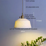 IWHD Home Design LED Pendant Lamp Balcony Reading Dining Room Japan Style Gold Copper Patterned Ceramic Hanging Lights Hanglamp