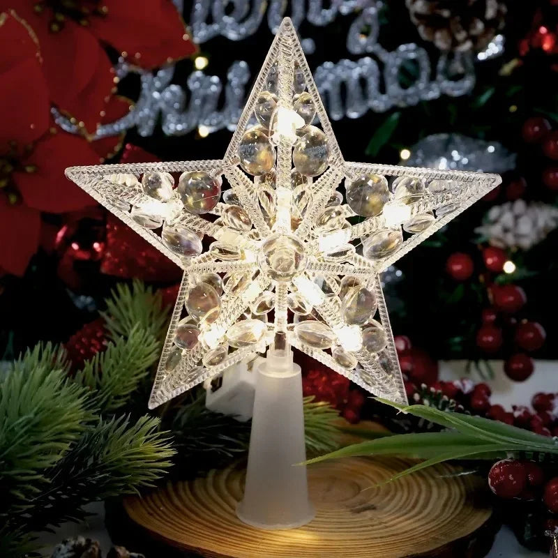 15/20cm Christmas Decoration LED Star Light Christmas Tree Pendant Ornaments for Home Decor Navidad New Year 2025 Gift Accessory