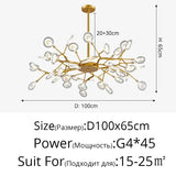 Modern Firefly LED Chandelier Black Gold for Living Room Bedroom Hall Home Decor Indoor Lighting Minimalist Ceiling Pendant Lamp