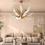 French Luxury Living Room LED Chandelier Bedroom Hotel Villa Glass Art Highend All Copper Pendant Lamp Designer Restaurant Light