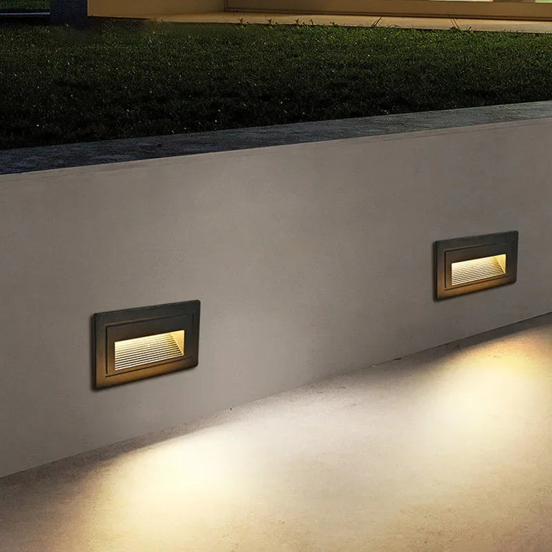 Outdoor Waterproof IP65 footlight Lighting Recessed Wall Lamp LED Embedded Wall Light for Step&Stair Balcony Garden Porch Yard