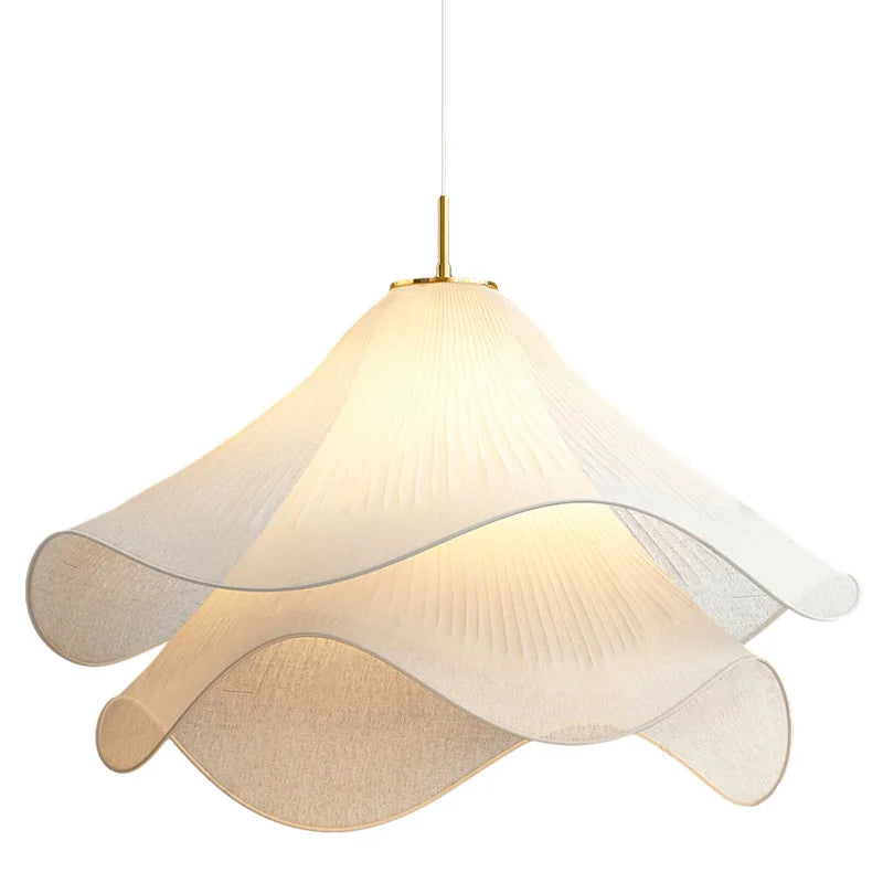 Art Decor Floral Fabric Pendant Light (60cm / 80cm) - Large Flower Shade Ceiling Hanging Lamp Fixture for Living Room, Kids Room & Dining Area