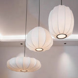 Japanese Wabi-Sabi White Silk E27 Pendant Light - Nordic Art Fabric Ceiling Chandelier Lamp Fixture for Living Room, Dining Room & Bedroom