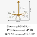 Modern Firefly LED Chandelier Black Gold for Living Room Bedroom Hall Home Decor Indoor Lighting Minimalist Ceiling Pendant Lamp