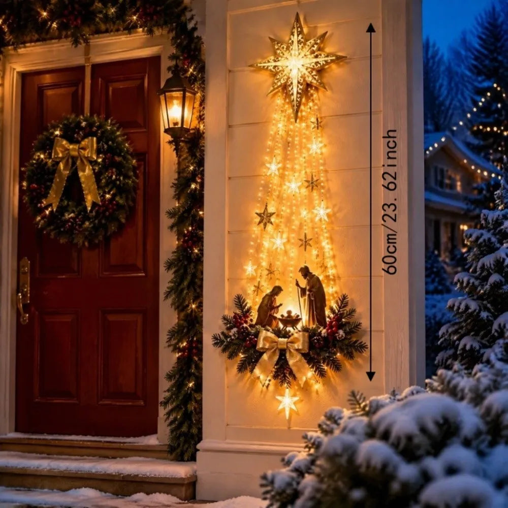 Wall Mounted Lighted Wall Decoration Warm White Lights Snow Trail Shape Light-emitting Birth Scene Wall Decoration