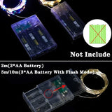 Battery Powered LED Silver Wire String Lights - 1M 2M 5M 10M Fairy Garland