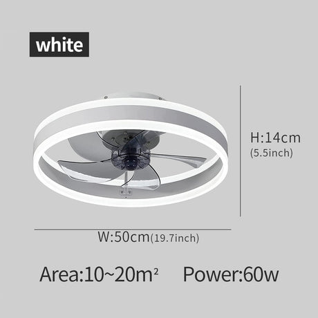 Modern Led ceiling fan without light DC motor 6-speed timing fan 18CM low floor loft remote control decorative fan with light