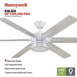 56&quot; Kaliza Bright White Remote Control Ceiling Fan, 6 Blades Ceiling Fans with Led Light  Chandelier Fan  Home Appliance
