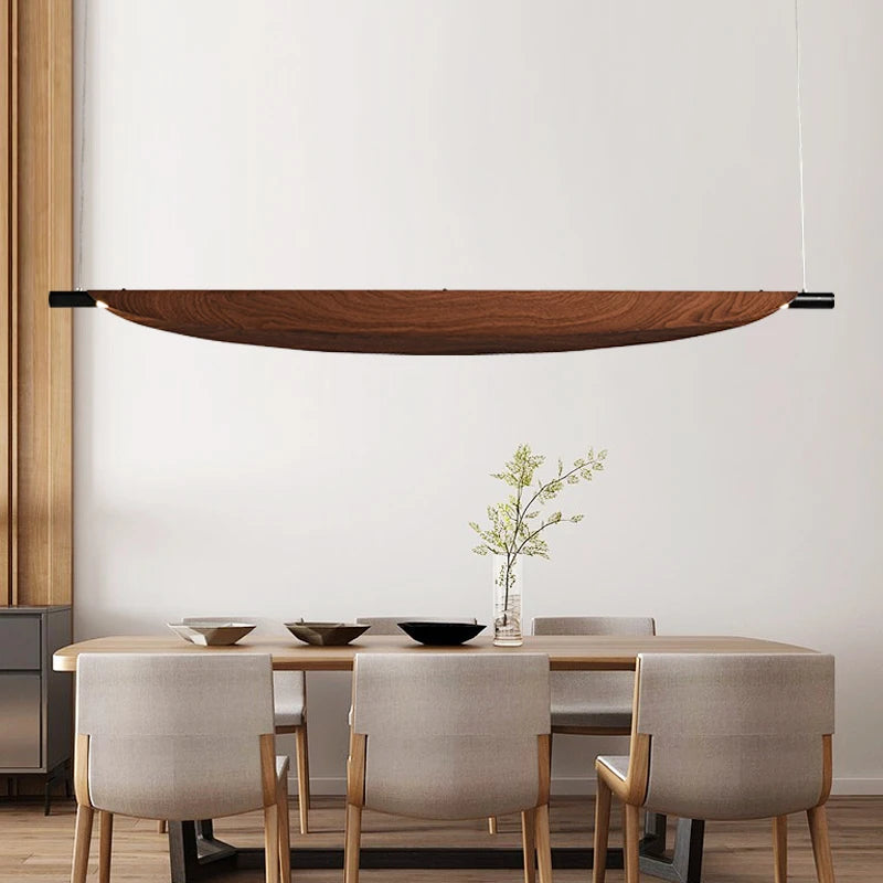 Wabi Sabi Retro Leaf Design Pendant Light Long Strip Chandelier Dining Tea Bar Room Table Light Creative Minimalist Home Decor