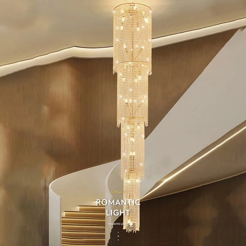 Luxury Crystal Chandeliers Home Villa Living Room Loft Stairs Pendant Lights Ceiling Light Fixture Decorate Lighting Żyrandol