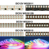 WS2812B WS2815 WS2813 WS2811 Addressable RGBIC LED Strip - DC5V/12V Smart Pixel Tape Light (30/60/144 LEDs/m)