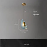 Modern Blue Glass Led Pendant Lamps Designer Hanging Lamps for Hallway Bar Bedroom Chandelier Suspension Luminaire Lighting