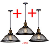 Vintage Retro Black Iron Net-Cage Kitchen Pendant Light E27 LED Hang lamp Fixture For Bedroom Living Room Restaurant