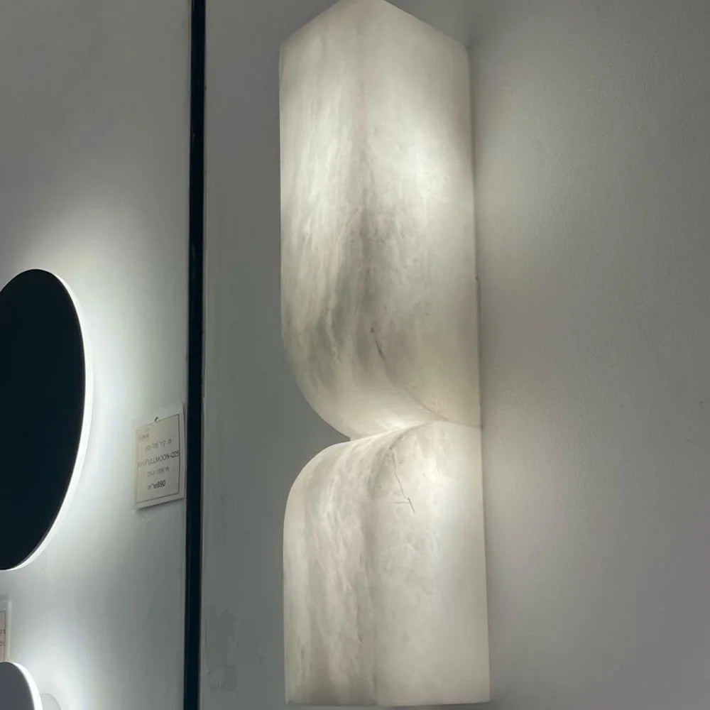 Spain Natural Marble Alabaster Wall Lamp Living Room Background Wall Bedroom Bedside  All Copper Wall Lamp Alabaster Lighting