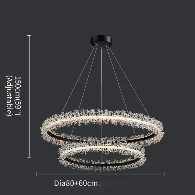 French Light Luxury Lamps Modern Minimalist Living Room Diningroom Bedroom Lighting Internet Celebrity Ring  Crystal Pendant