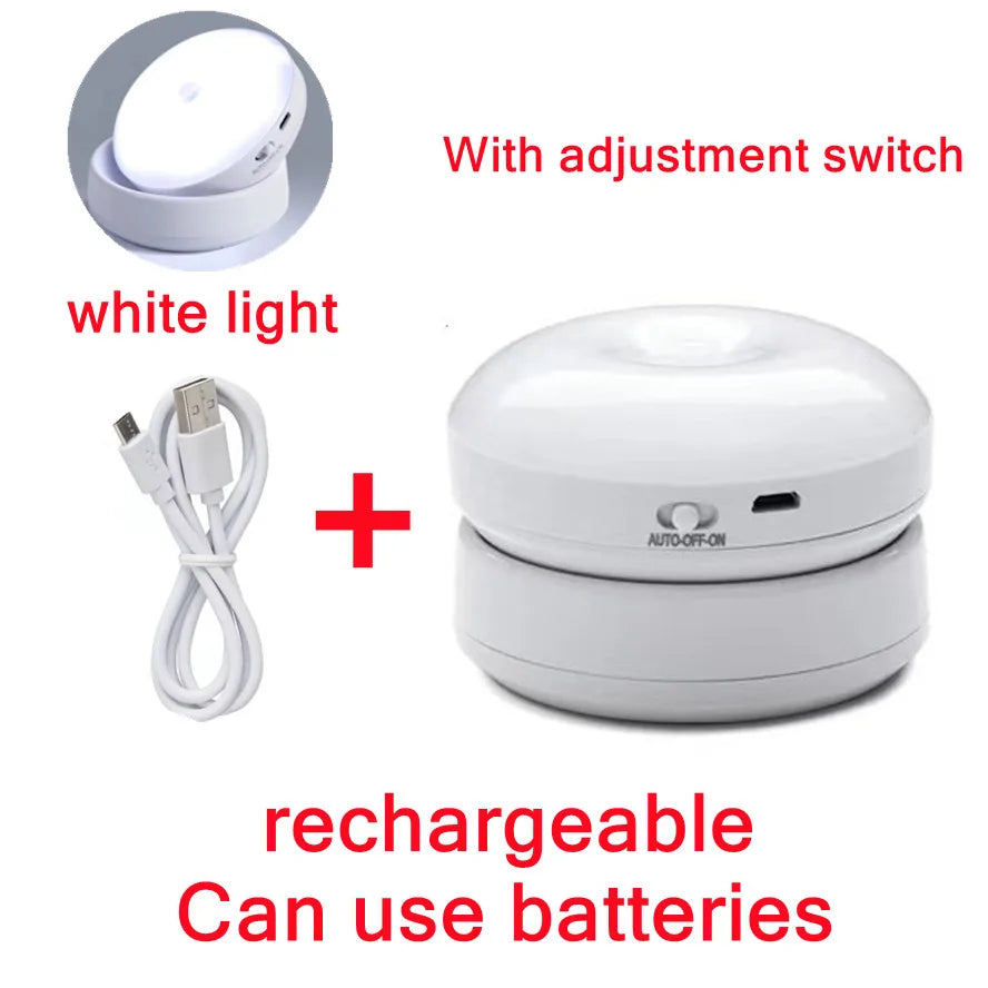 Wireless LED Motion Sensor Night Light - USB Rechargeable Closet & Cabinet Lamp