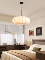 Nordic Simple White Silk LED Pendant Light - Modern Textile Ceiling Hanging Lamp Fixture for Dining Table, Coffee Table, Tea Room & Bedroom